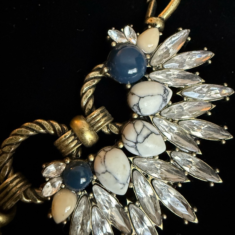 Chloe + Isabel Gold and Blue Statement Necklace with Fan Design - Picture 5 of 10